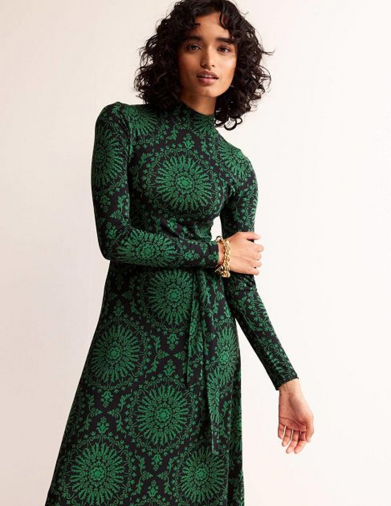 Green Women's Boden Alberta Jersey Midi Dress | 06421FAPX