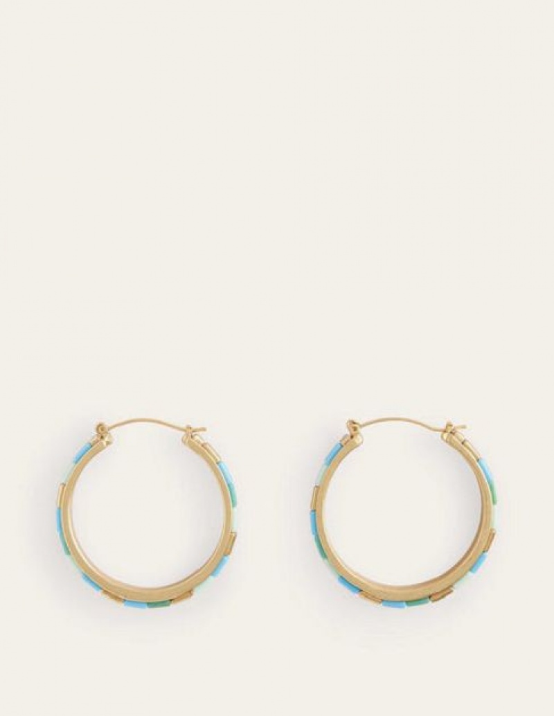 Green Women's Boden Beaded Hoop Earrings | 53192ZLIX