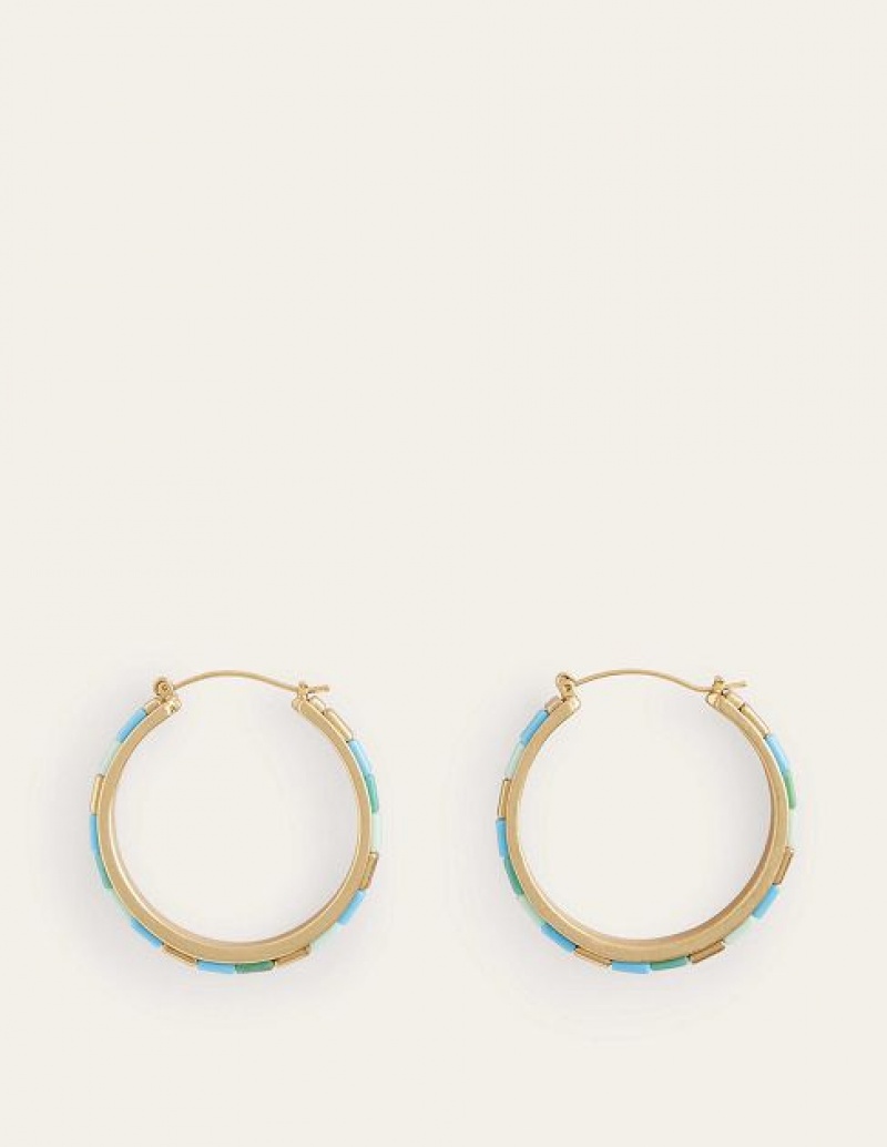 Green Women\'s Boden Beaded Hoop Earrings | 53192ZLIX