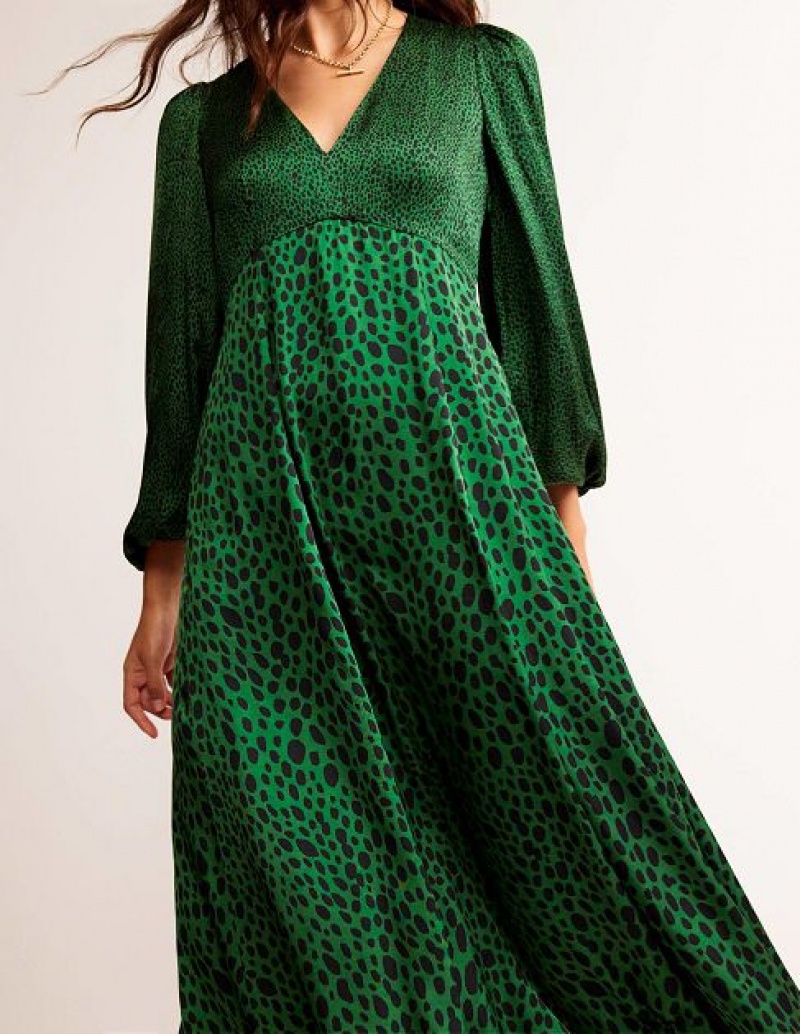 Green Women's Boden Blouson Sleeve Midi Dress | 67428XMZI