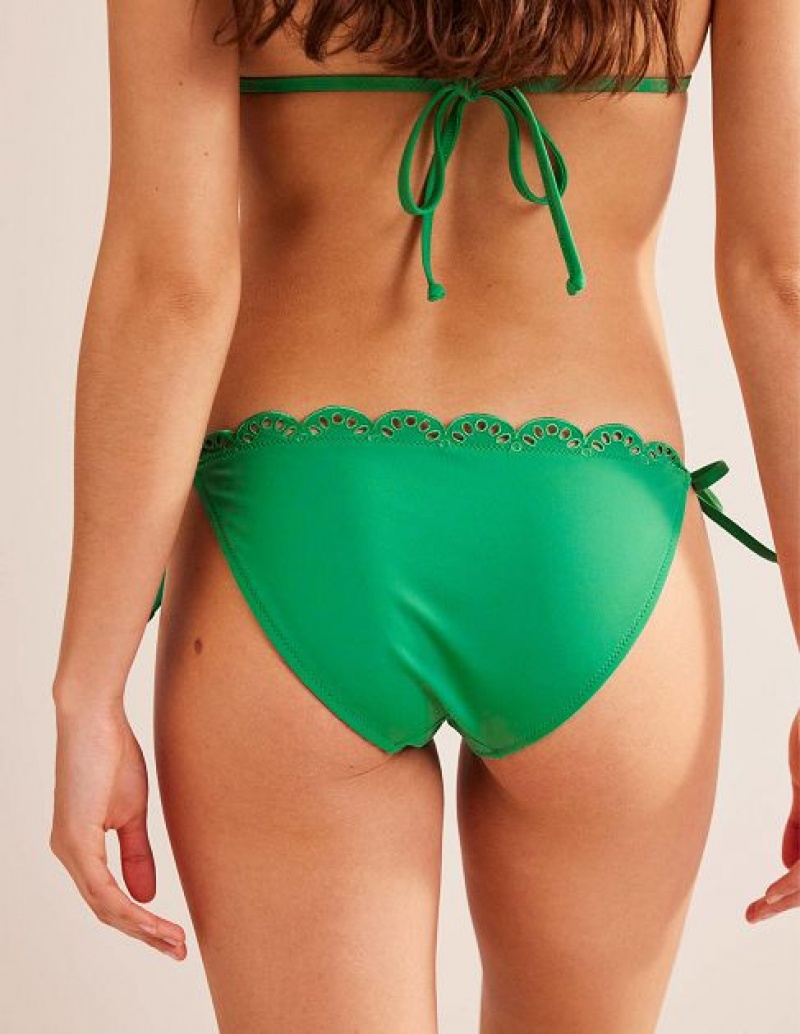 Green Women's Boden Broderie Bikini Bottoms | 43168KLBJ