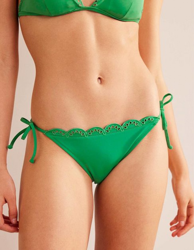 Green Women's Boden Broderie Bikini Bottoms | 43168KLBJ