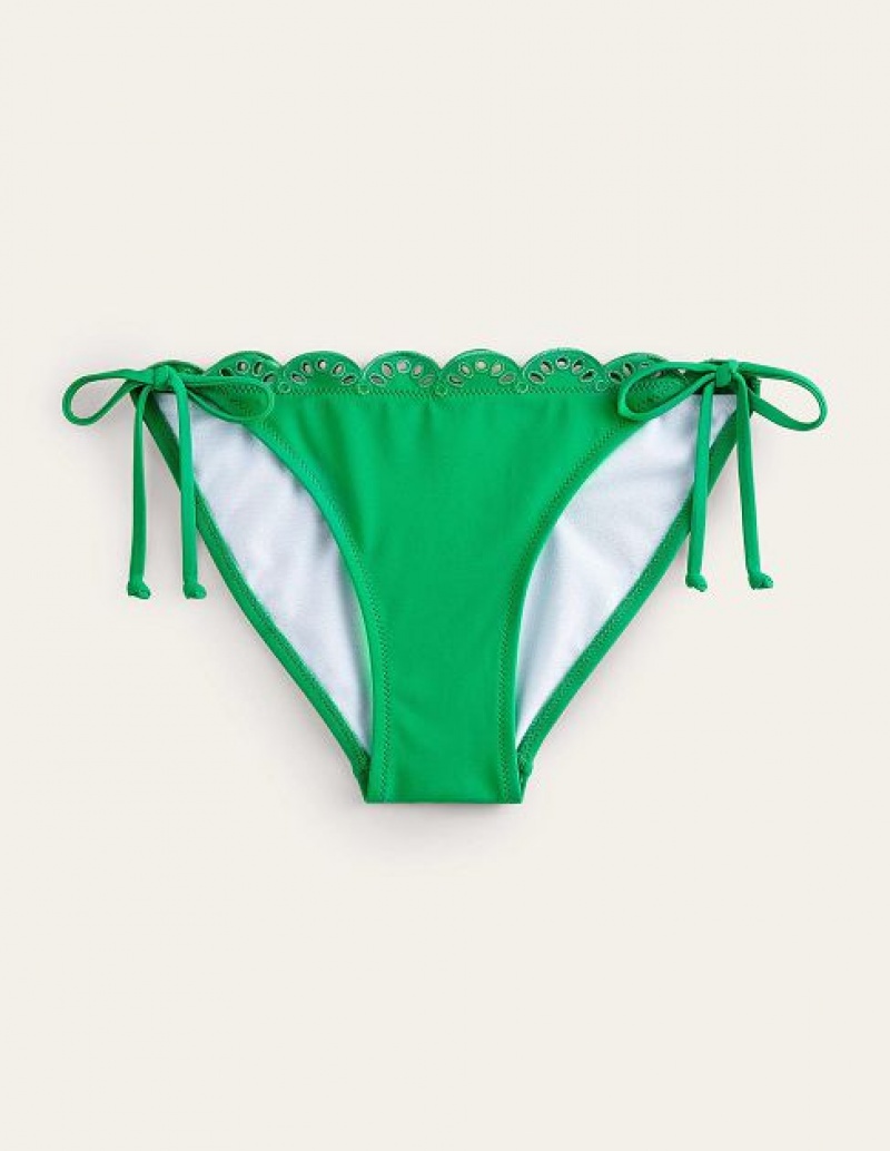 Green Women's Boden Broderie Bikini Bottoms | 43168KLBJ