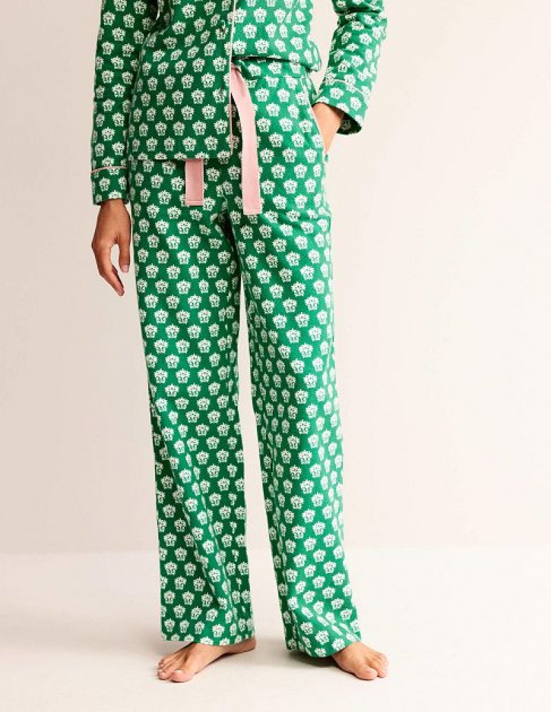 Green Women's Boden Brushed Cotton Pyjamas | 03428EDLX