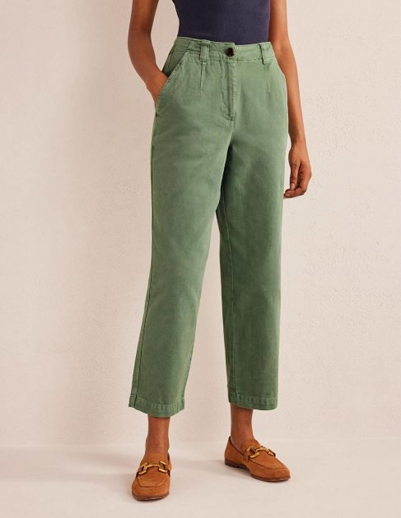 Green Women's Boden Casual Cotton Pants | 20489HCVI