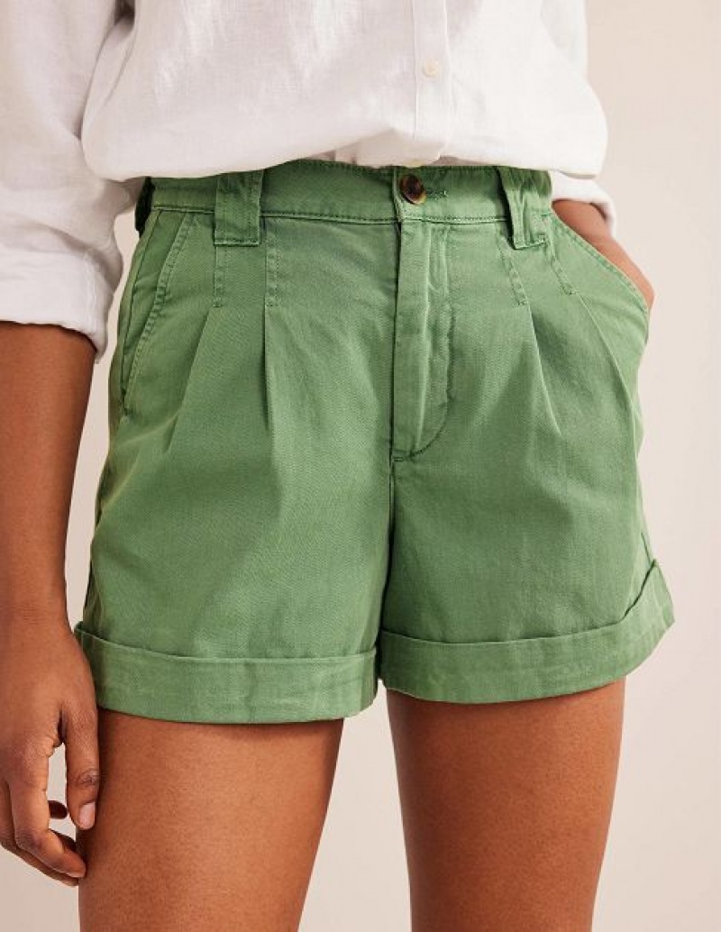 Green Women's Boden Casual Cotton Shorts | 45082KBFU