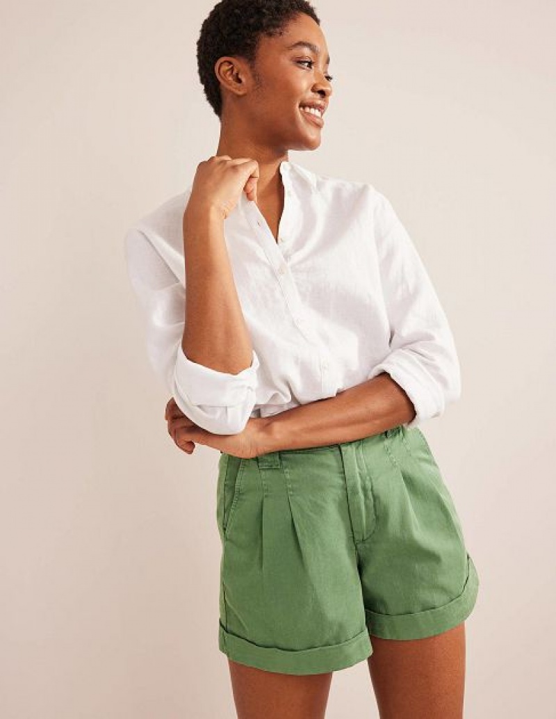 Green Women\'s Boden Casual Cotton Shorts | 45082KBFU