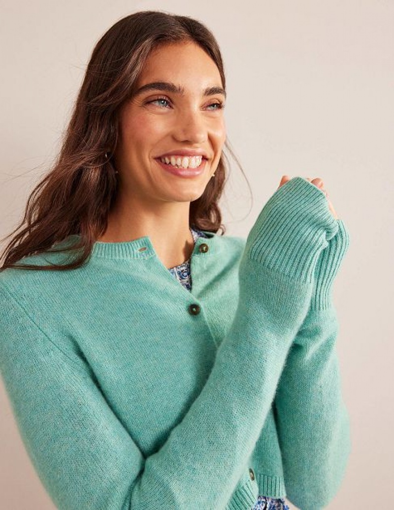 Green Women's Boden Cropped Cashmere Cardigan | 80245HRZT