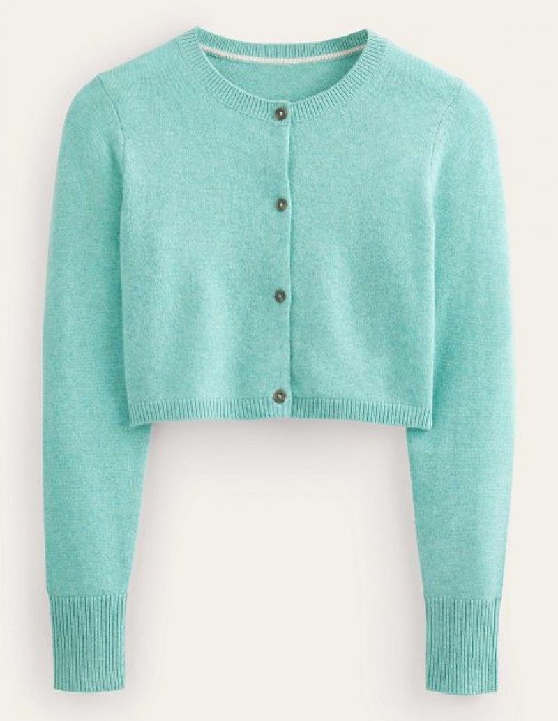 Green Women's Boden Cropped Cashmere Cardigan | 80245HRZT