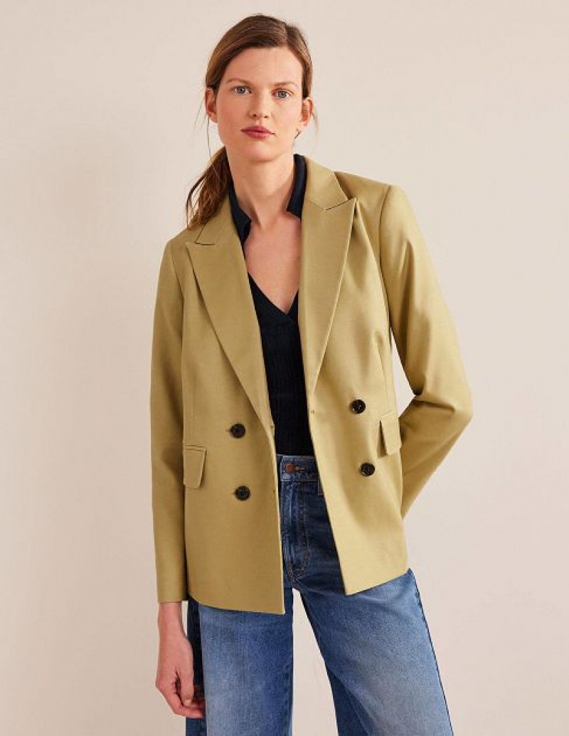 Green Women's Boden Double Breasted Twill Blazers | 42097KXWM