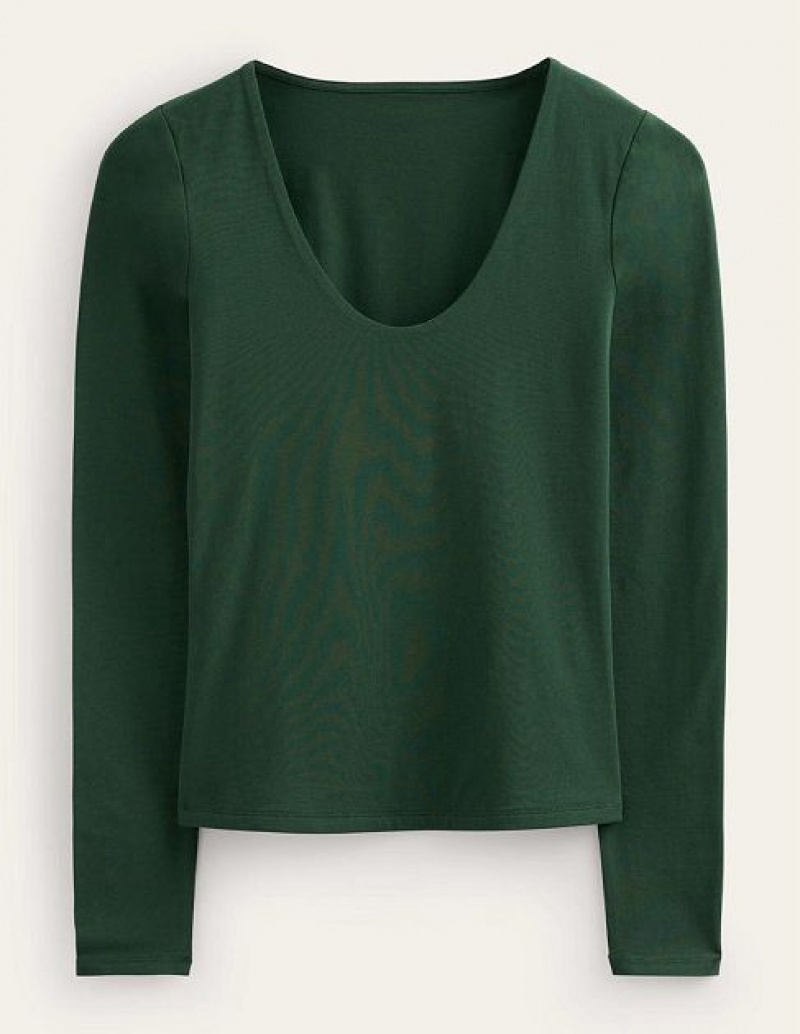 Green Women's Boden Double Layer Scoop Neck Tops | 64310TVAO