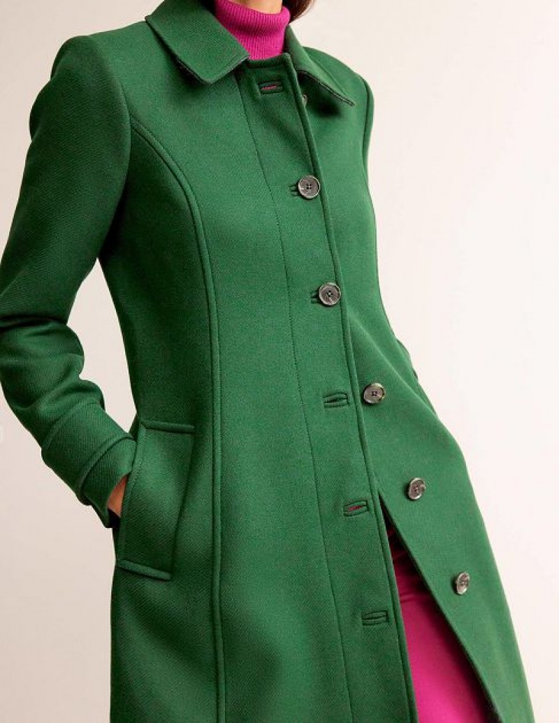 Green Women's Boden Durham Wool Collared Coats | 41073QFZP