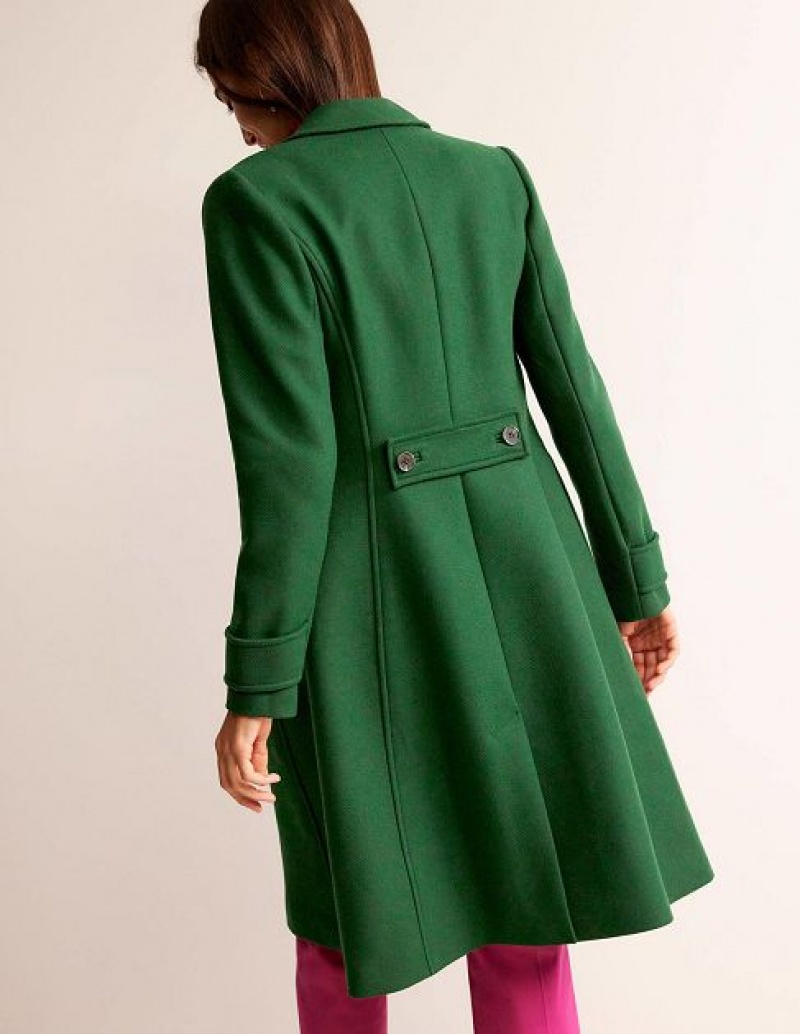 Green Women's Boden Durham Wool Collared Coats | 41073QFZP