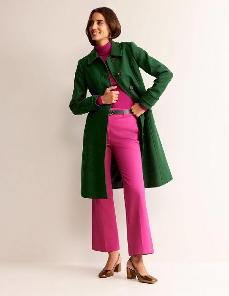 Green Women's Boden Durham Wool Collared Coats | 41073QFZP