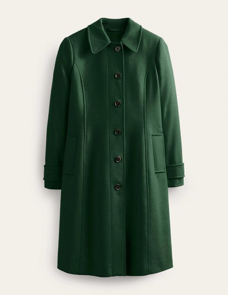 Green Women's Boden Durham Wool Collared Coats | 41073QFZP