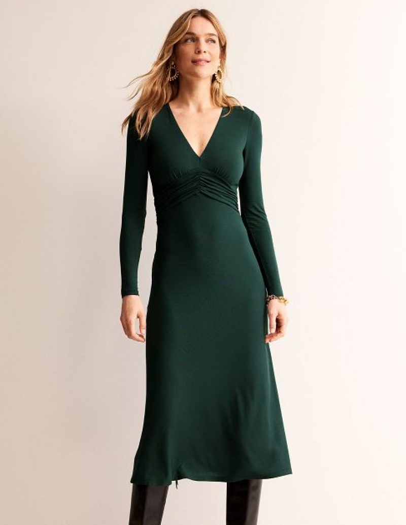 Green Women's Boden Elodie Empire Midi Dress | 78954LIVG