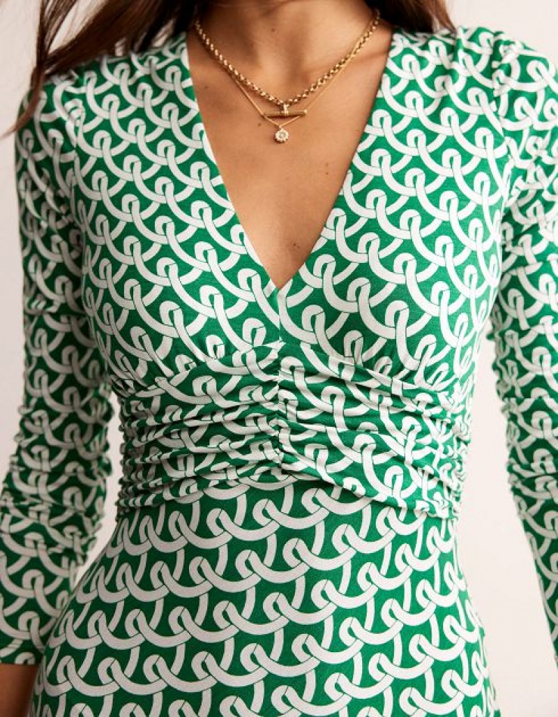 Green Women's Boden Elodie Empire Midi Dress | 84271XPIF