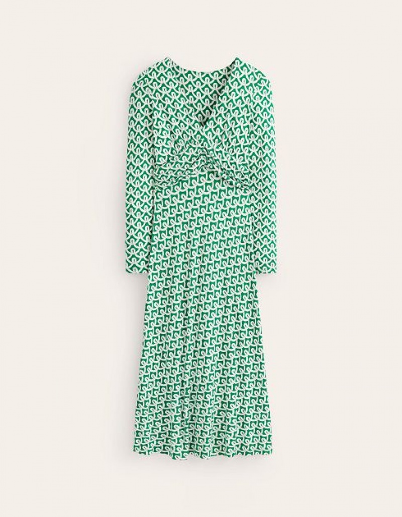 Green Women's Boden Elodie Empire Midi Dress | 84271XPIF