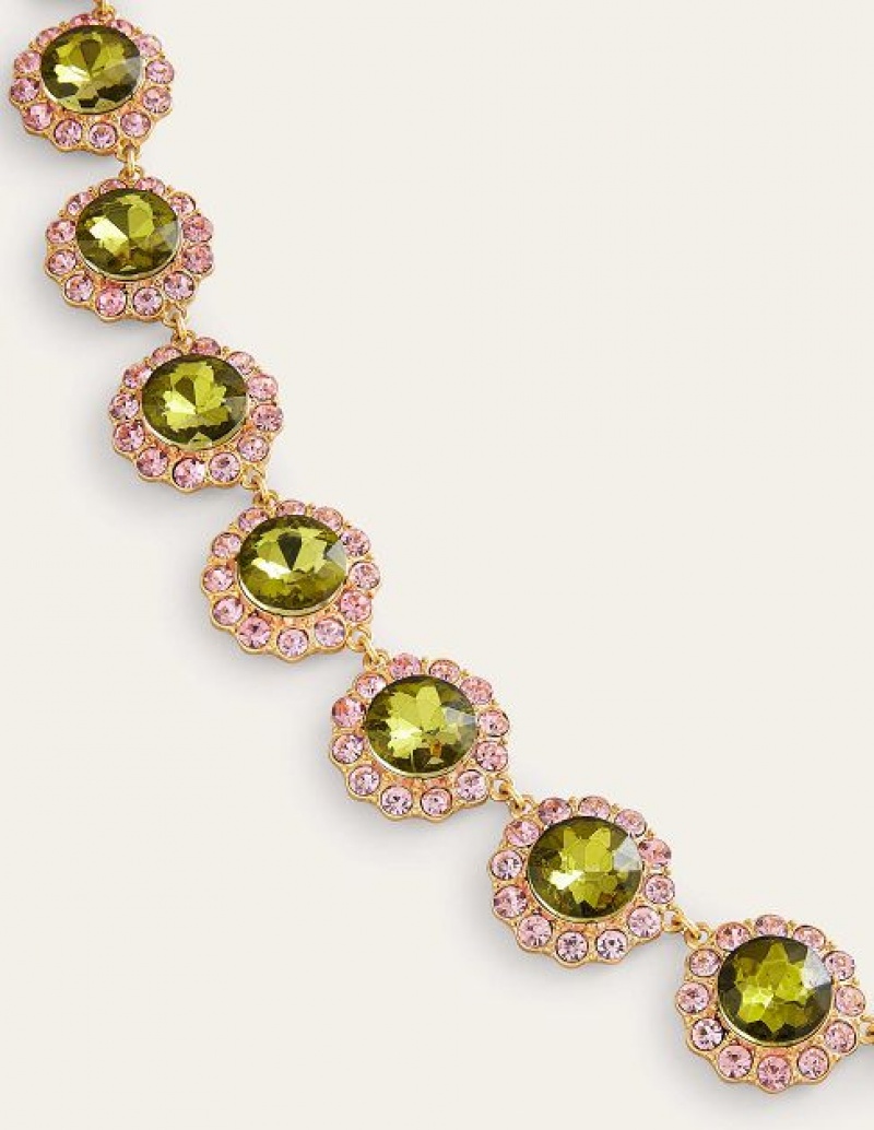 Green Women's Boden Embellished Flower Necklace | 53190ULWB