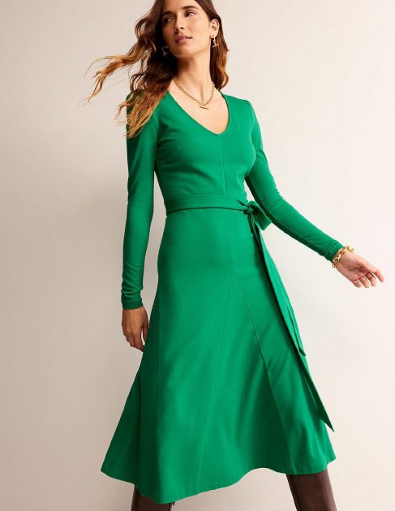 Green Women\'s Boden Fit And Flare Godet Dress | 72365BXYD