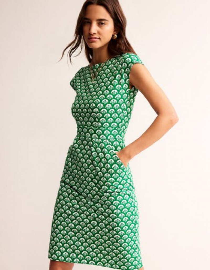 Green Women's Boden Florrie Jersey Dress | 70163DHUF