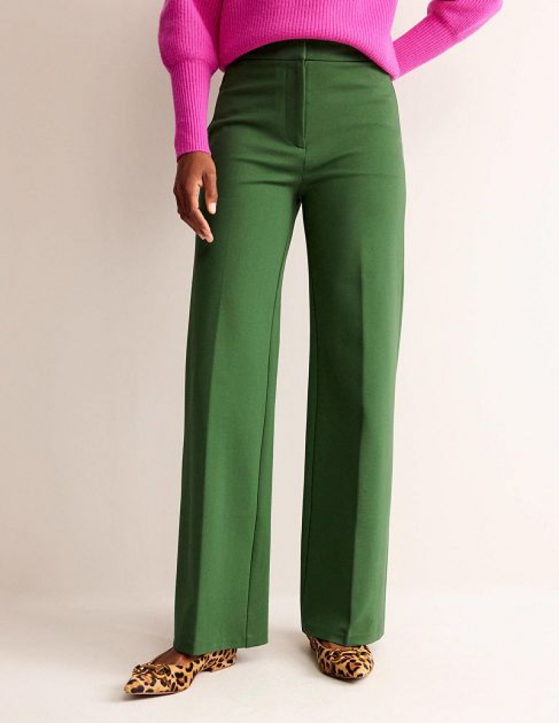 Green Women's Boden Hampshire Ponte Wideleg Pants | 69237DZCG