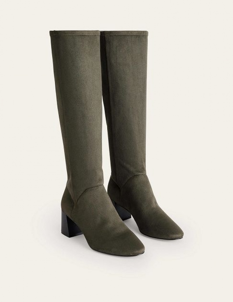 Green Women's Boden Heeled Stretch Knee-high Boots | 27356QHSM