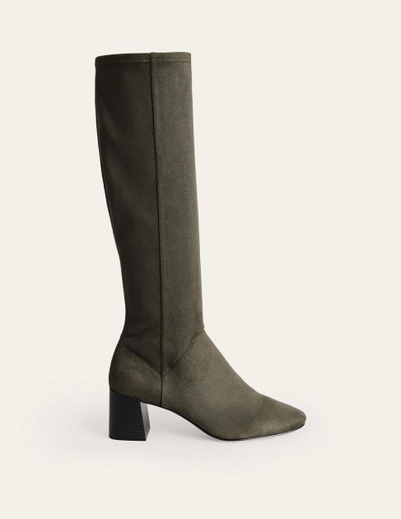 Green Women\'s Boden Heeled Stretch Knee-high Boots | 27356QHSM