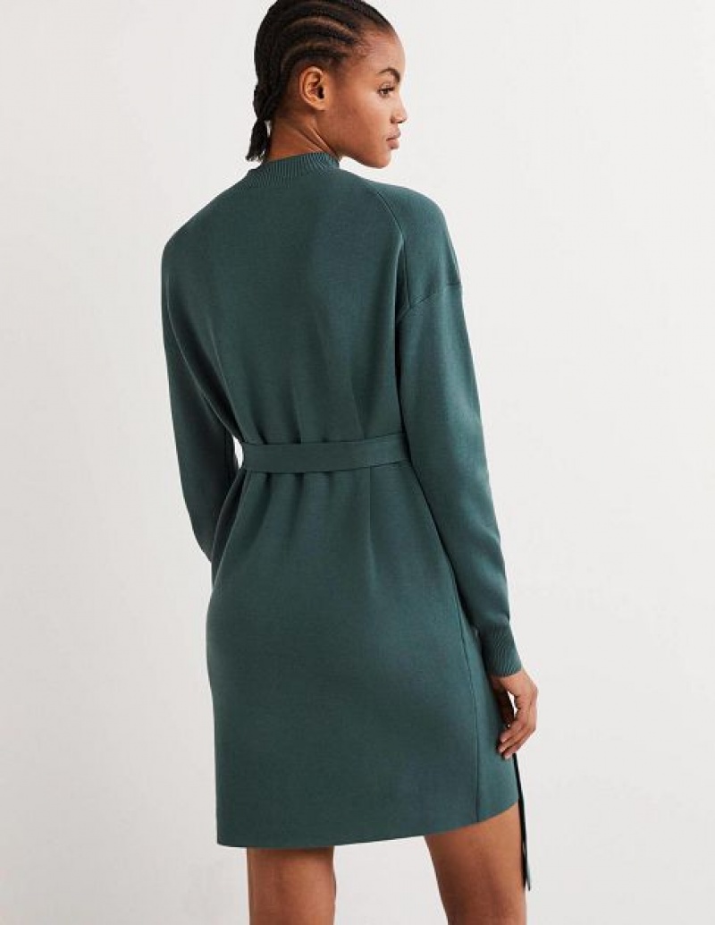 Green Women's Boden High Neck Knitted Dress | 38570AFUR