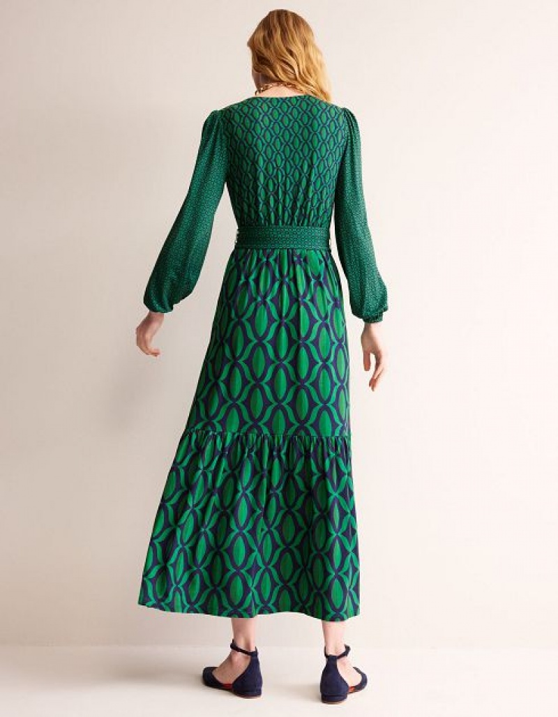 Green Women's Boden Jersey Maxi Wrap Dress | 67520PLSV