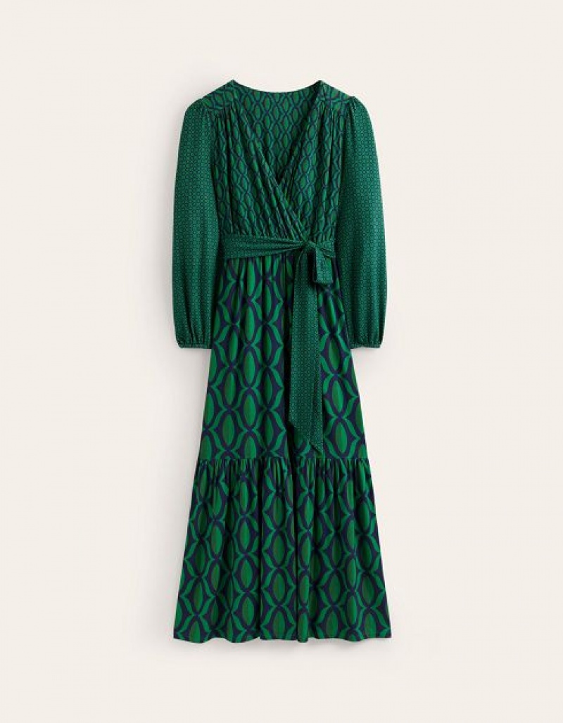 Green Women's Boden Jersey Maxi Wrap Dress | 67520PLSV