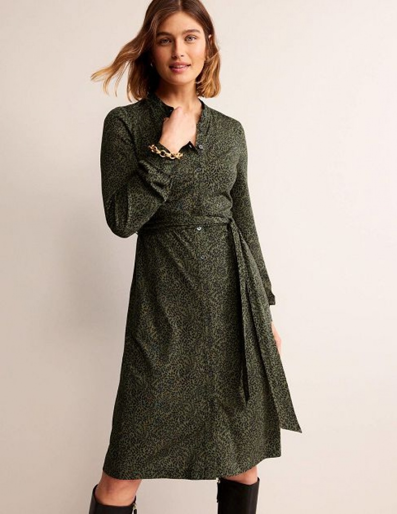 Green Women\'s Boden Julia Jersey Shirt Dress | 79105CPUX