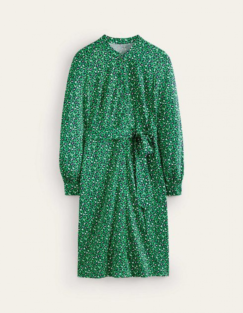 Green Women's Boden Julia Jersey Shirt Dress | 61394ZMND