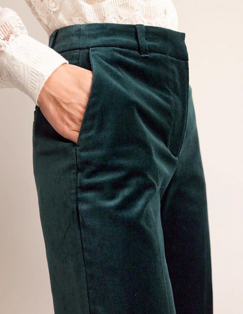 Green Women's Boden Kew Velvet Pants | 38207TSYX