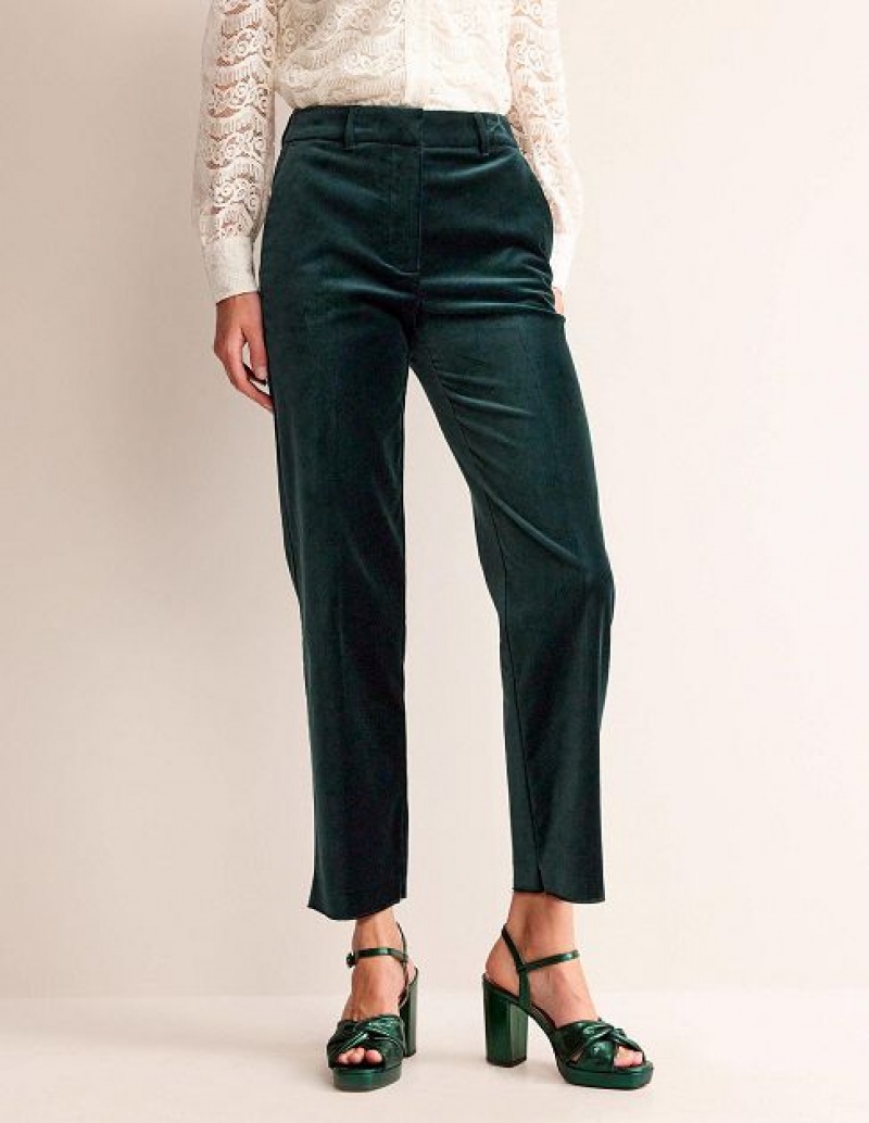 Green Women's Boden Kew Velvet Pants | 38207TSYX