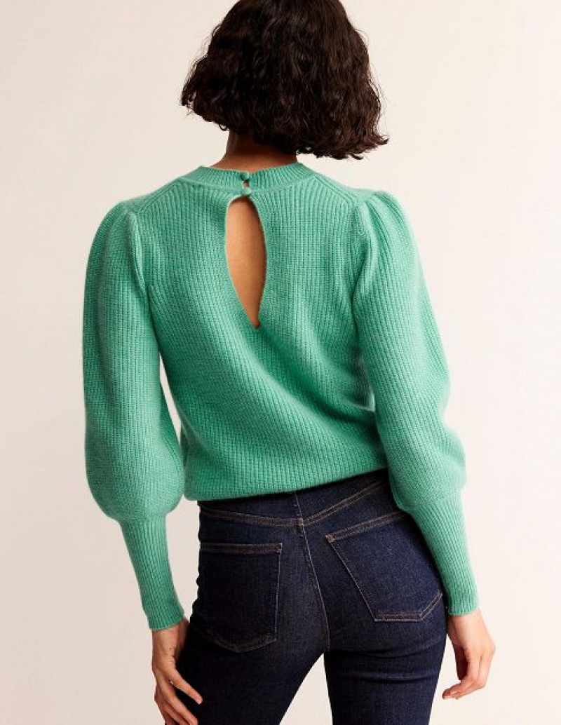 Green Women's Boden Key Hole Cashmere Sweaters | 52984SHBU