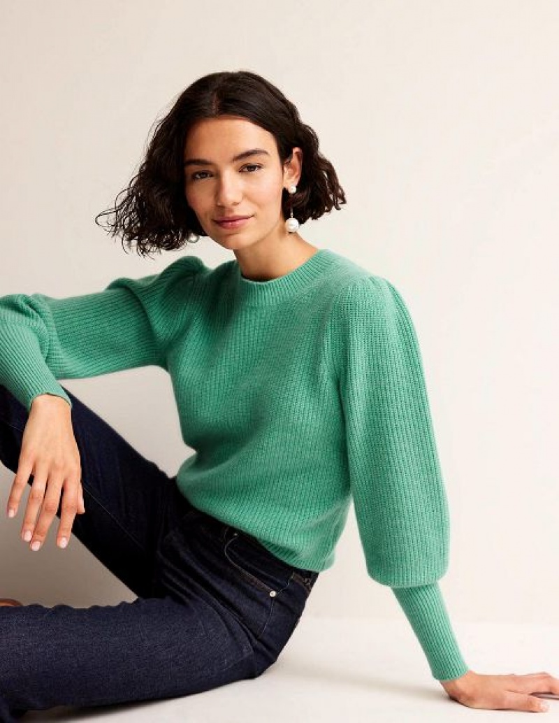 Green Women's Boden Key Hole Cashmere Sweaters | 52984SHBU