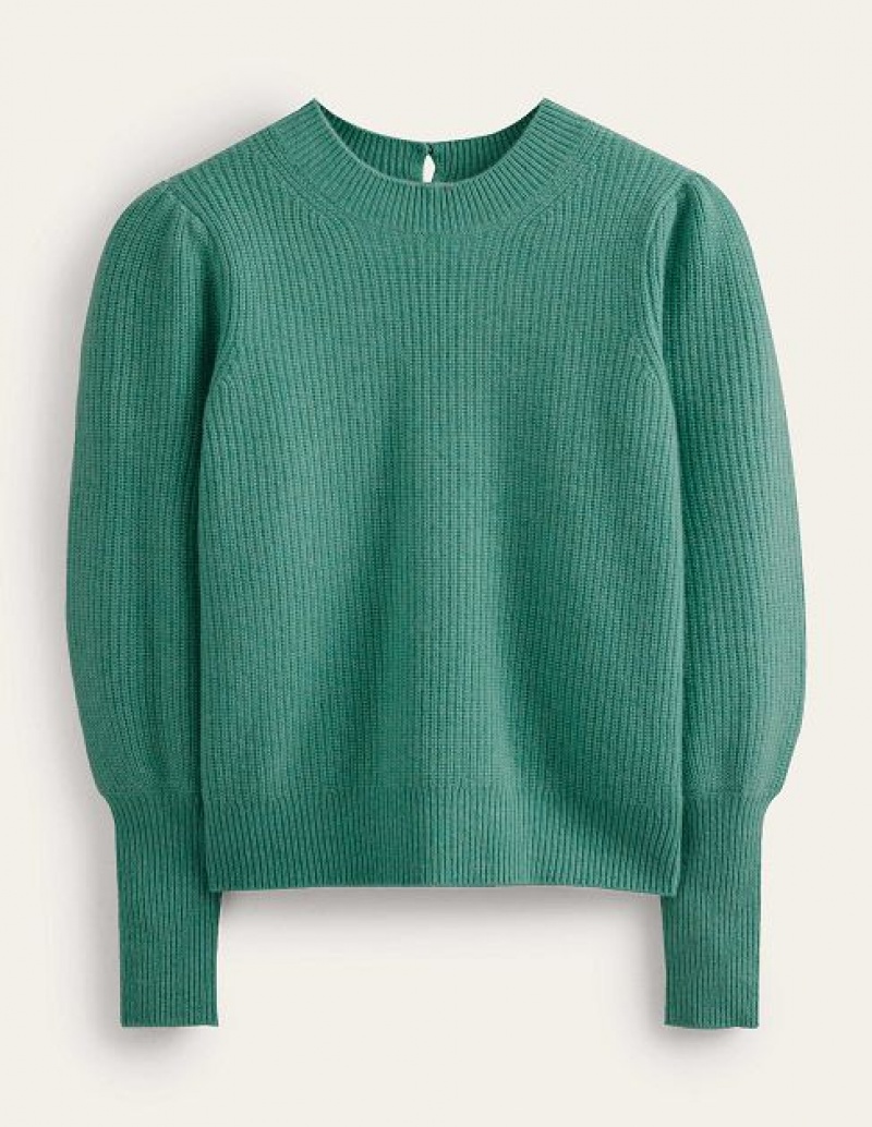 Green Women's Boden Key Hole Cashmere Sweaters | 52984SHBU