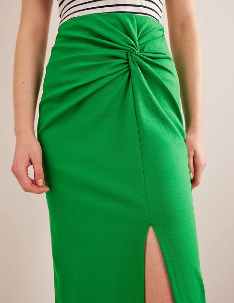 Green Women's Boden Knot Detail Jersey Skirts | 47852UKID