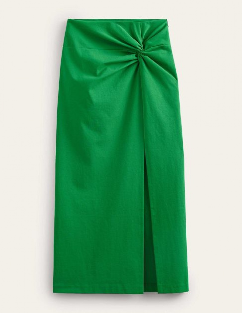 Green Women's Boden Knot Detail Jersey Skirts | 47852UKID