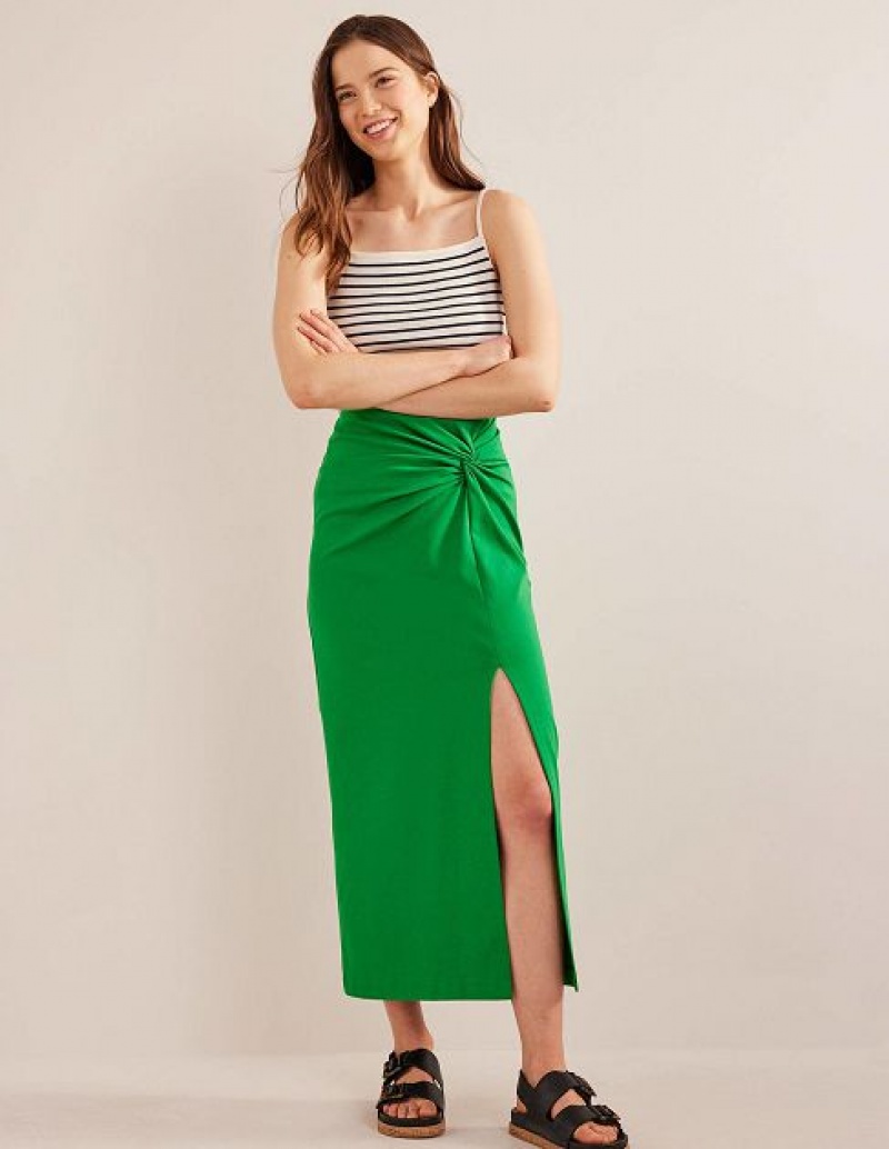 Green Women\'s Boden Knot Detail Jersey Skirts | 47852UKID