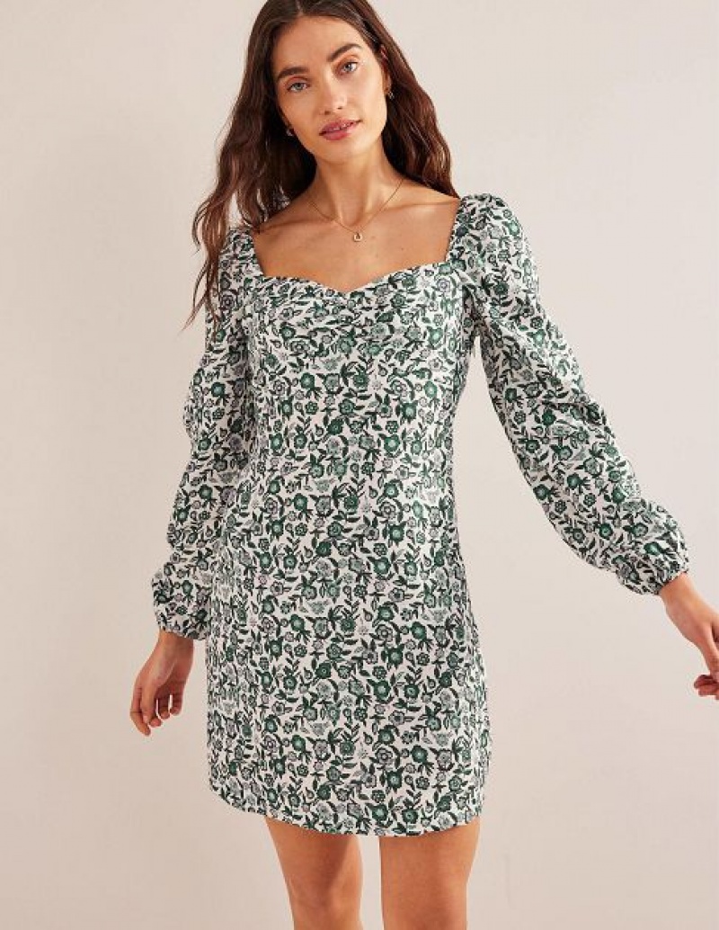 Green Women's Boden Linen Mini Dress | 47128SEVM