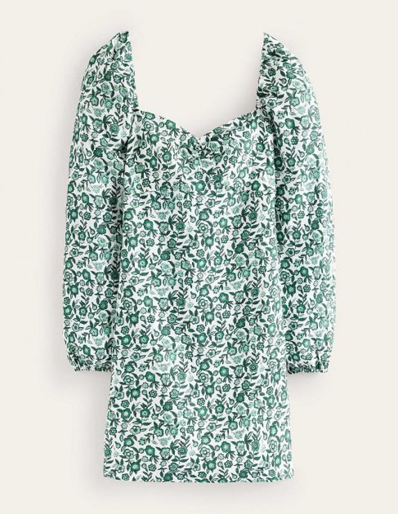 Green Women's Boden Linen Mini Dress | 47128SEVM