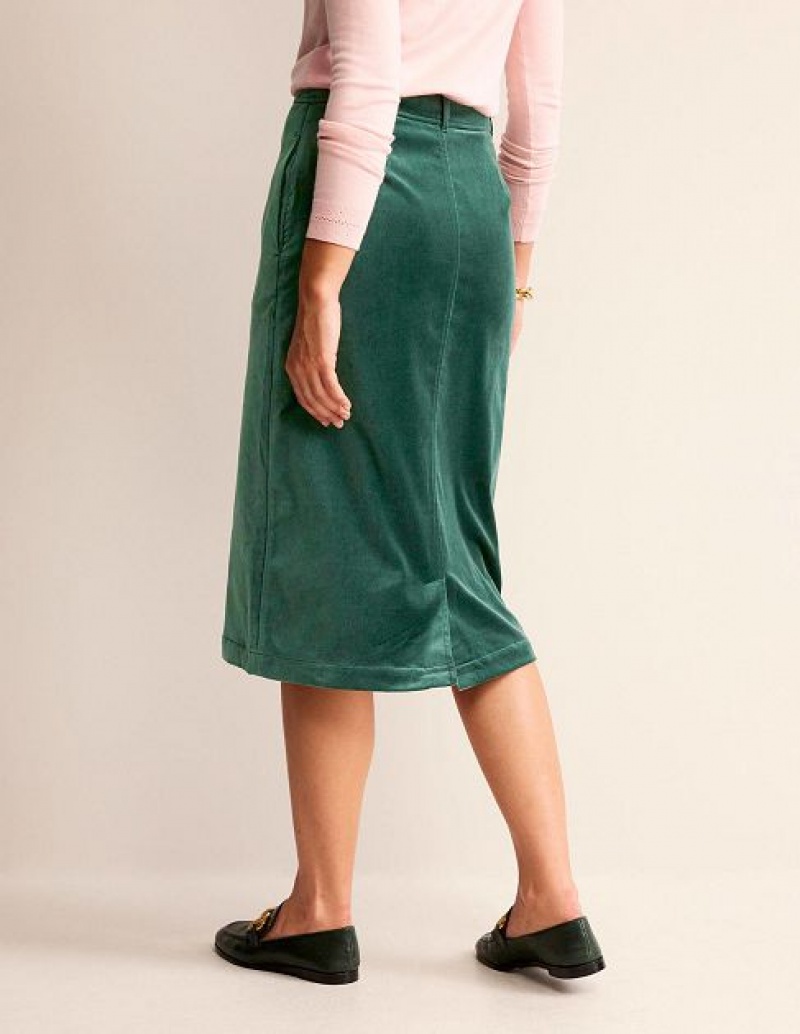 Green Women's Boden Margot Velvet Skirts | 57168MQYV