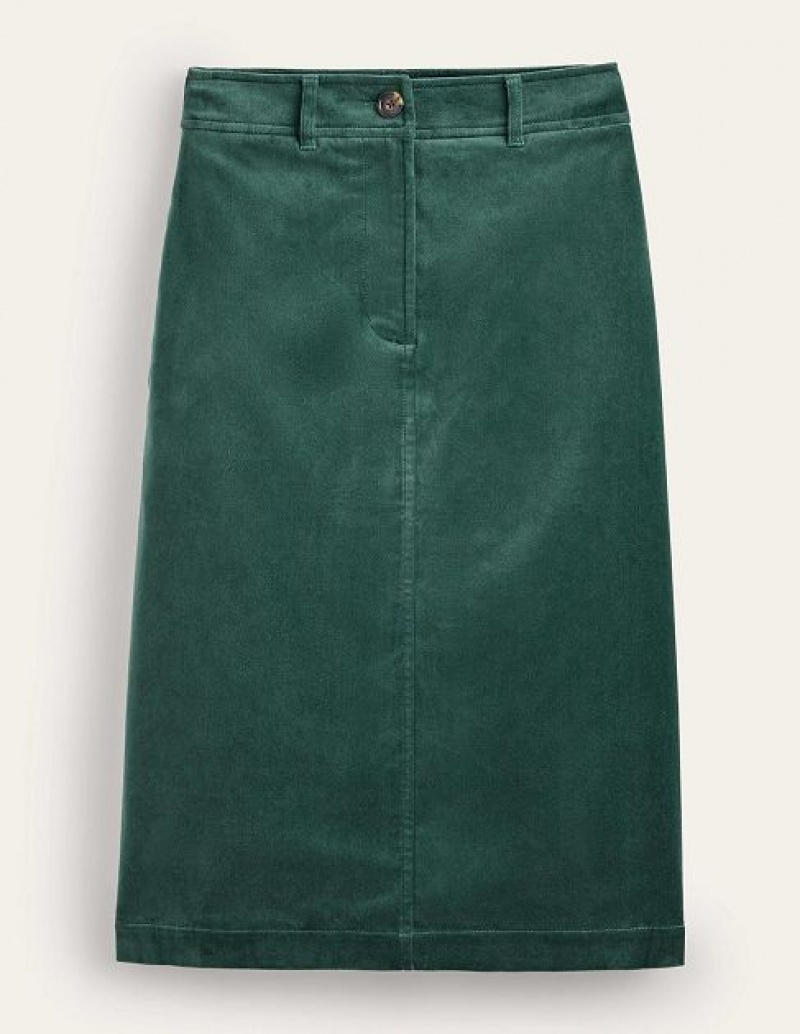 Green Women's Boden Margot Velvet Skirts | 57168MQYV