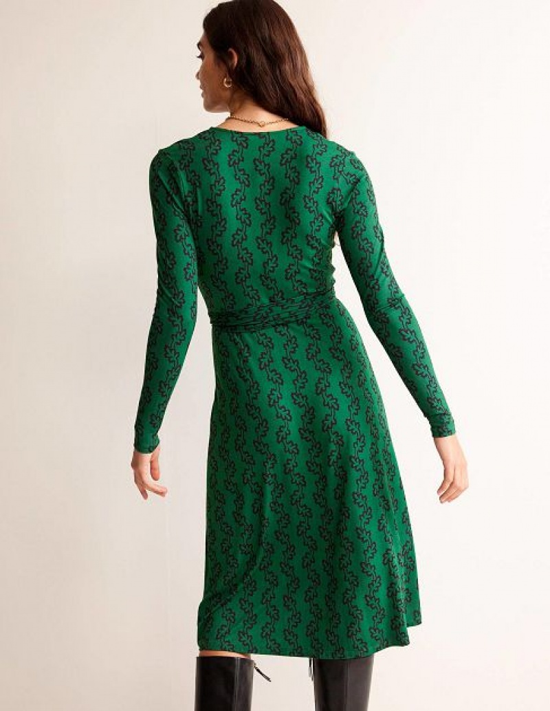 Green Women's Boden Nina Jersey Midi Dress | 89721ZOFV