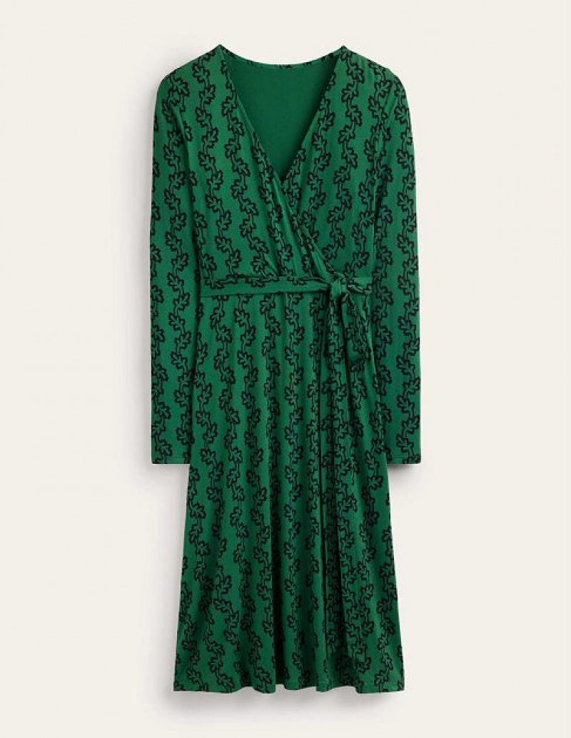 Green Women's Boden Nina Jersey Midi Dress | 89721ZOFV