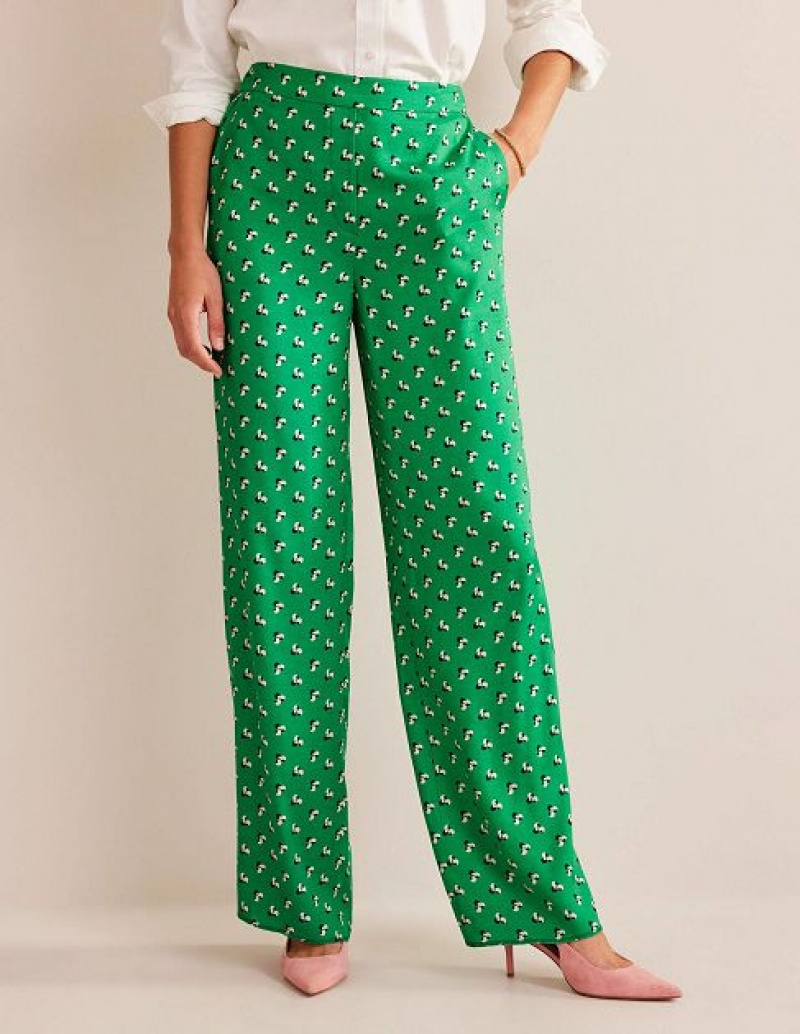 Green Women's Boden Printed Pull-on Pants | 30578VYEM