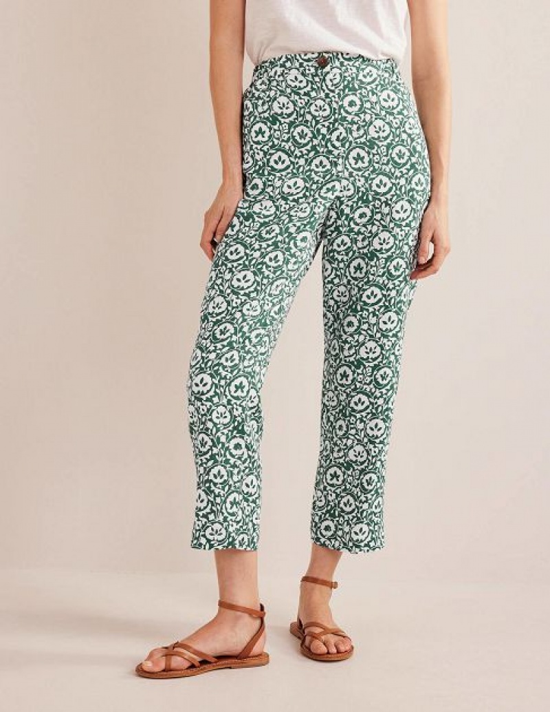 Green Women's Boden Pull-on Linen Pants | 41762LTUN