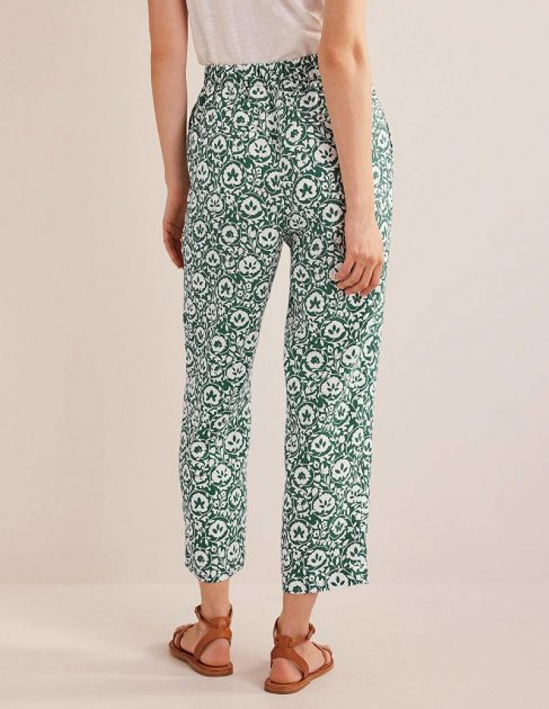 Green Women's Boden Pull-on Linen Pants | 41762LTUN